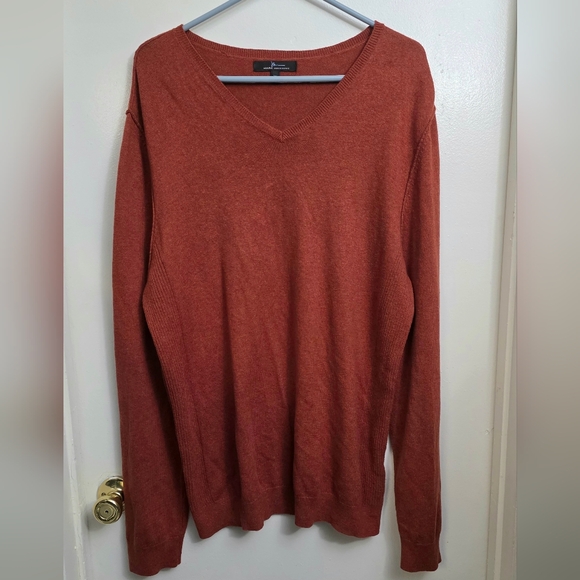 Marc Anthony Other - Marc Anthony Mens Rust Cotton Cashmere Blend Soft Knit V-Neck Pull Over Sweater